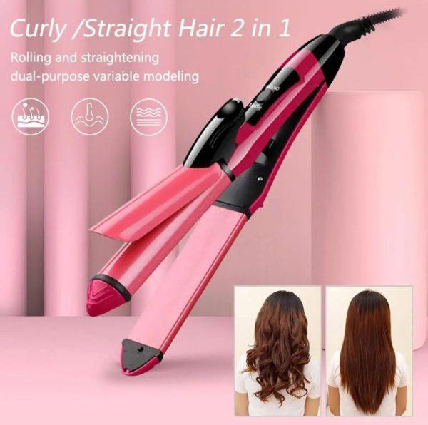 Nova hair straightener 2 in 1 - curling straightening pink black