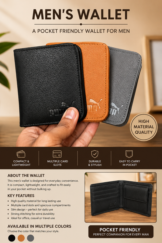 Pocket Friendly Leather Wallet For Men in different colours
