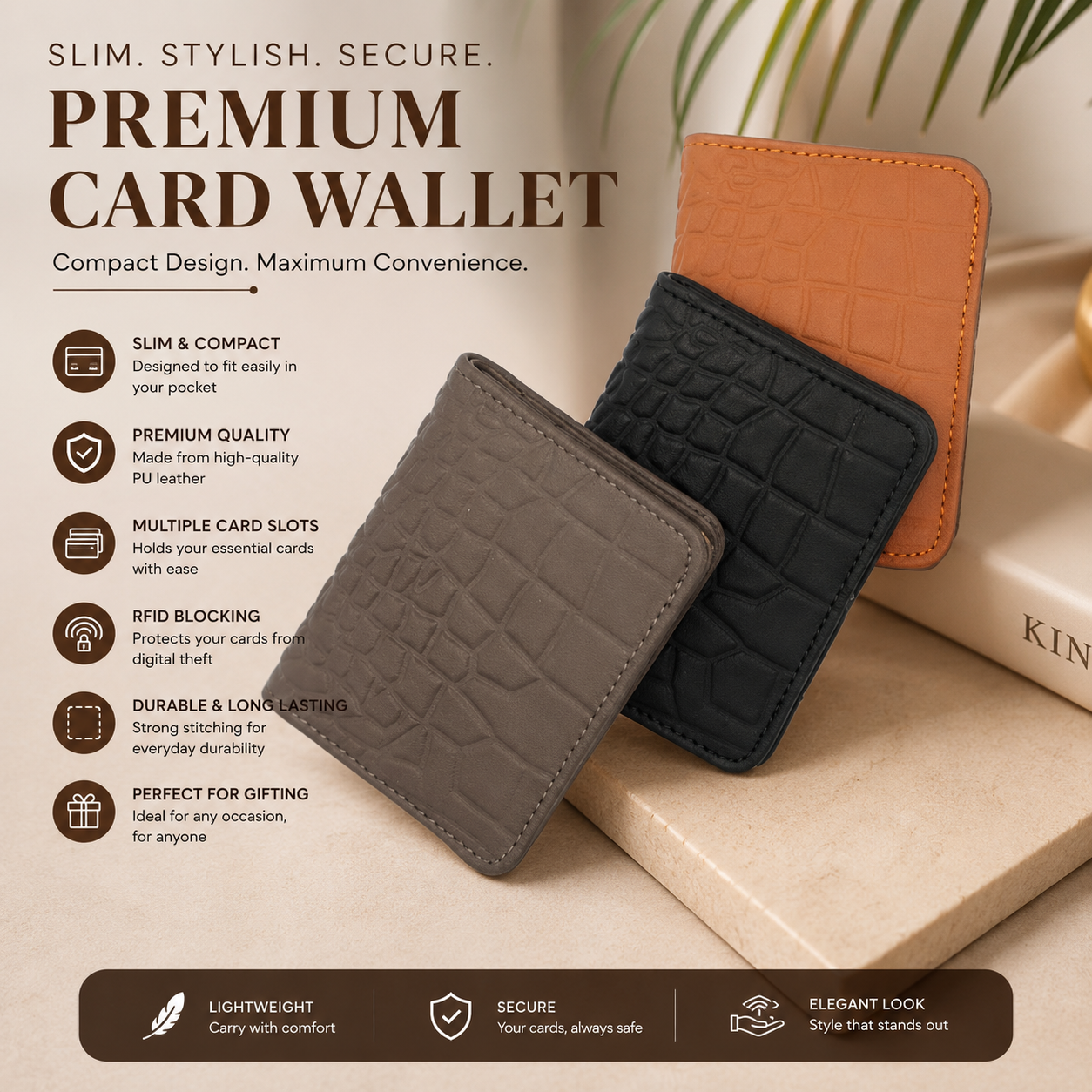 Men's Black leather wallet with card slots