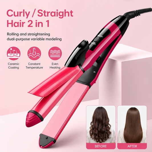 Nova hair straightener 2 in 1 - curling straightening pink black
