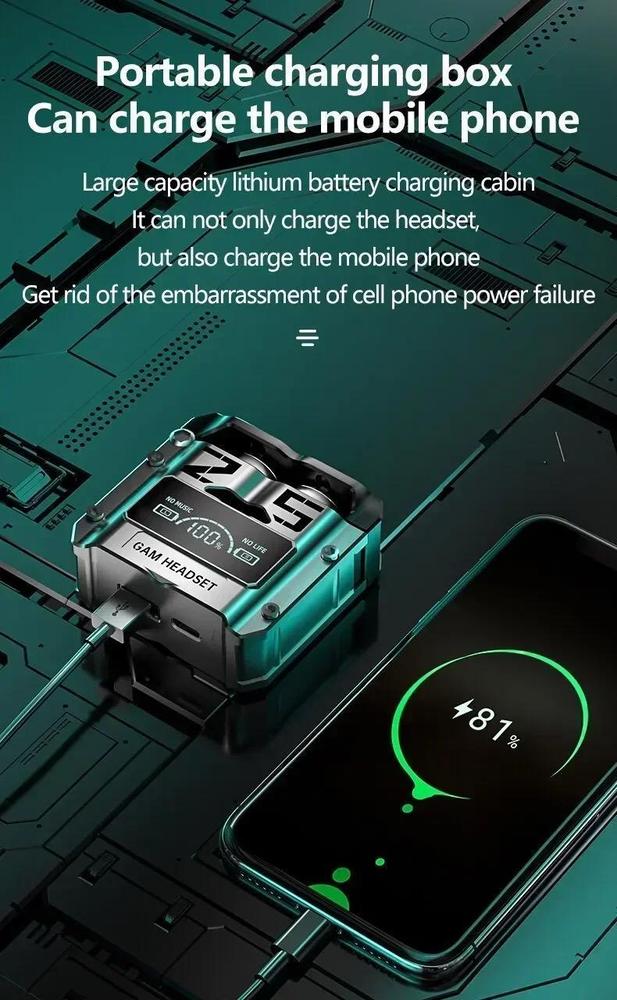 M25 Wireless Gaming Earbuds - Black ABS Bluetooth
