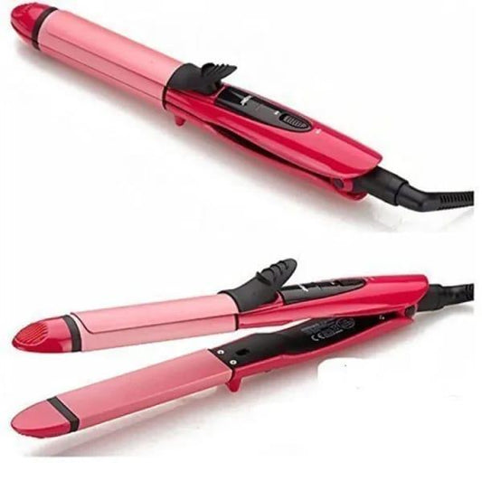 Nova hair straightener 2 in 1 - curling straightening pink black
