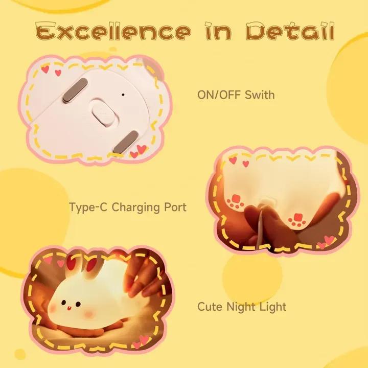 Rechargeable Bunny Night Light - Comfortable and reliable toy for kids