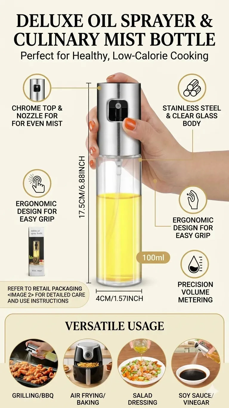 Premium edible oil spray bottle 100ml Most pump
