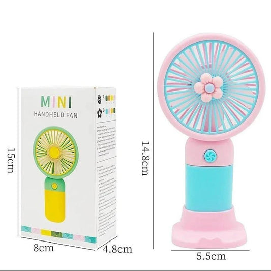 Mini rechargeable handheld fan green yellow ABS