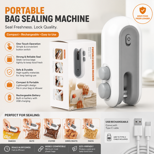 Portable Rechargeable Bag Sealing Machine – Keep Food Fresh for Longer